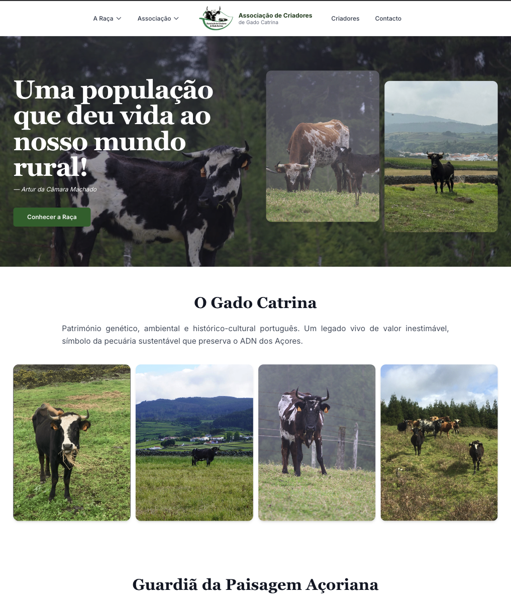 Imagem do website da Associação de Criadores de Gado Catrina